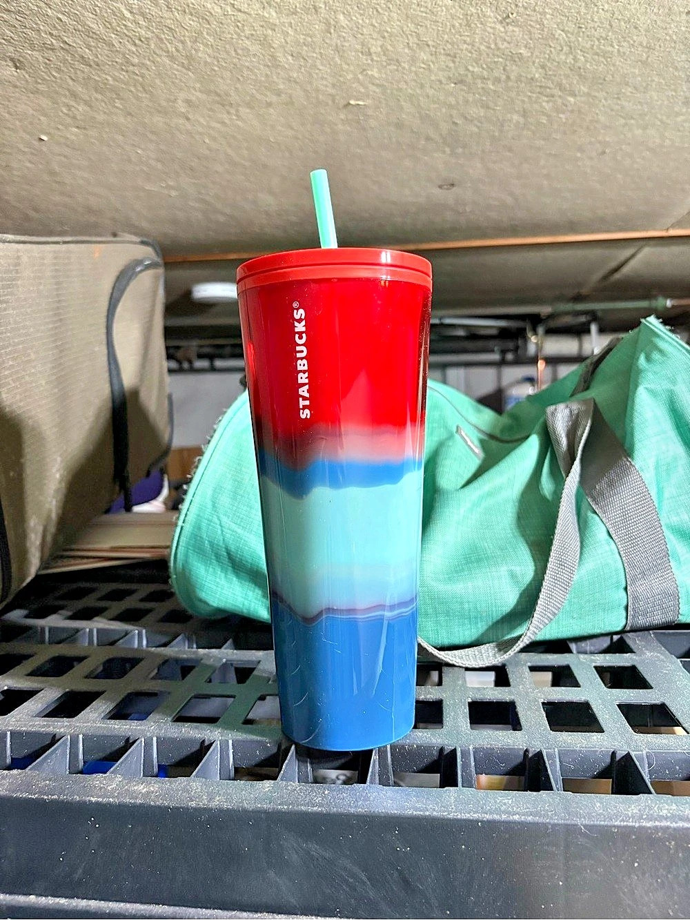 Starbucks Color Wave Red Aqua Blue Cold Cup Tumbler